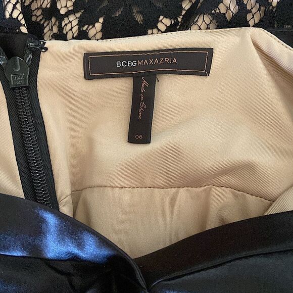 BCBG MAXAZRIA Dress Black Lace Body Con Cocktail Mini Halter Sz 6 EVC - Picture 8 of 8